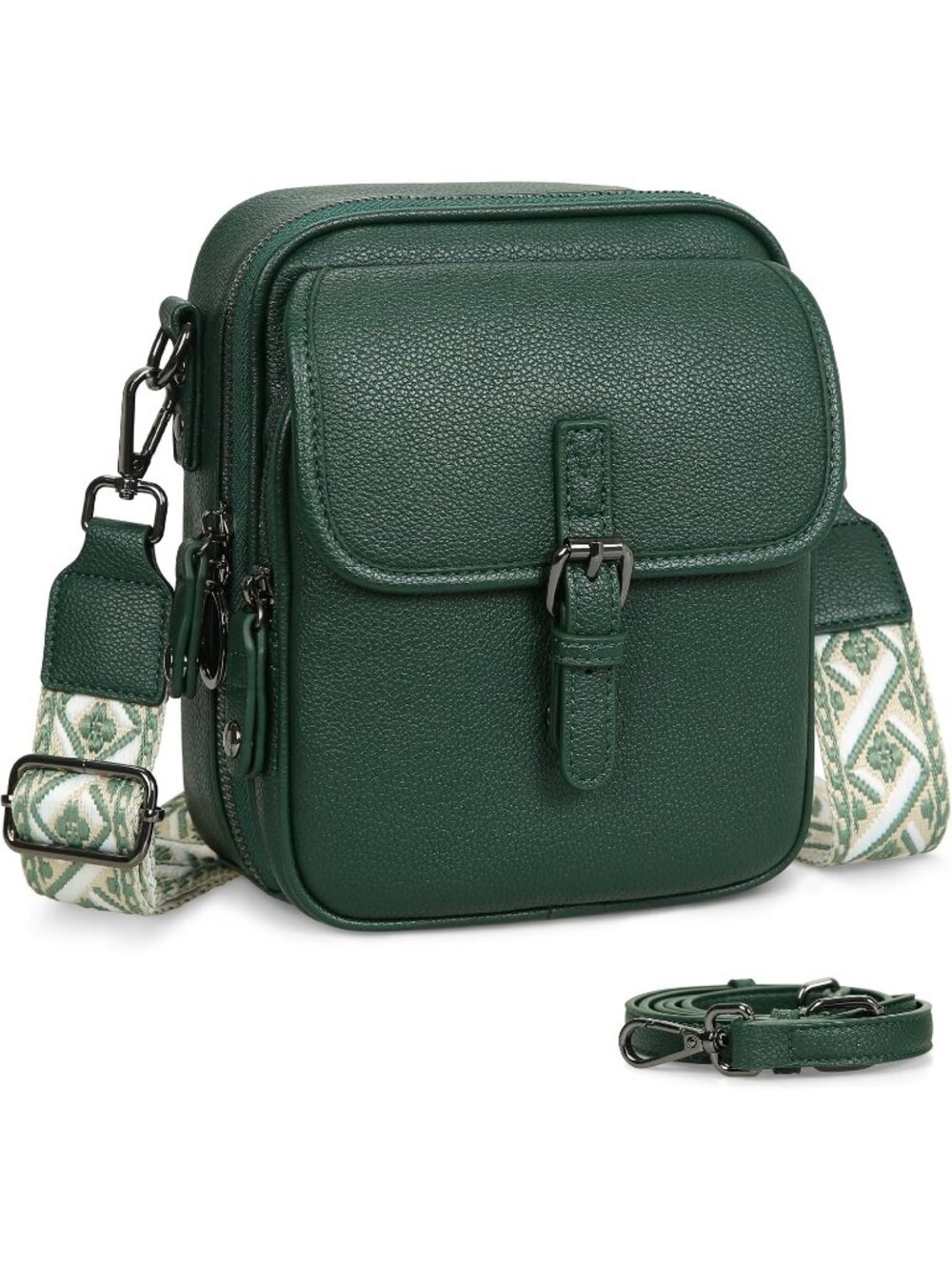 Women Green Leather Anti Theft Handbags Removable Straps Formal Crossbody Bag